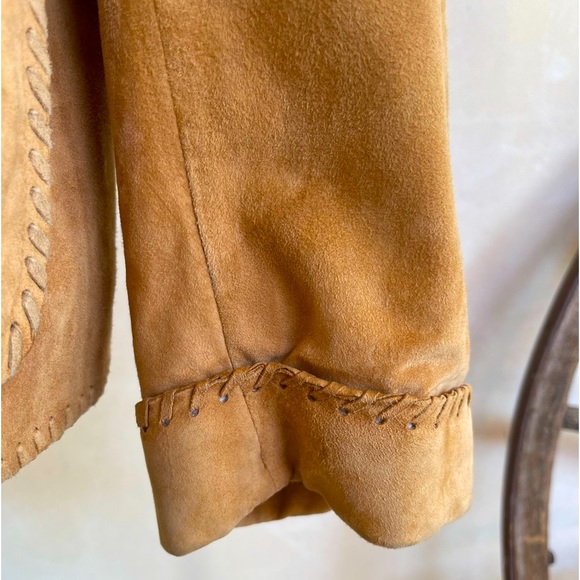 RALPH LAUREN Suede Whip Stitch Leather Western Jacket Silver Turquoise Buttons M - Picture 11 of 15